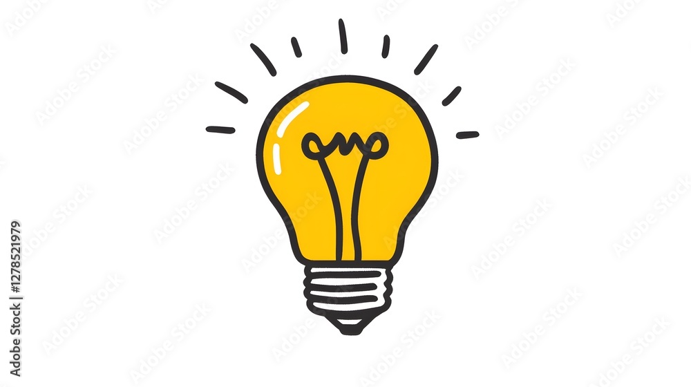 A simple doodle of a yellow lightbulb drawn in black marker on a white background
A simple doodle of a yellow lightbulb drawn in black marker on a white background