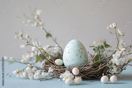 Blue Easter egg - Easter concept.