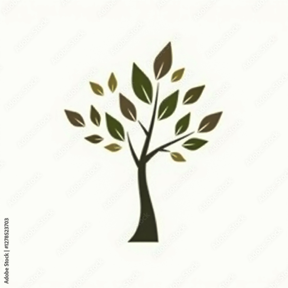 Obraz premium Minimalist Tree Illustration - Stylish Nature Logo Design for Eco Branding