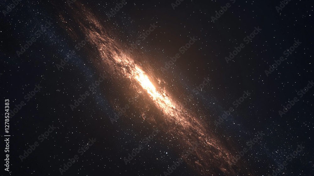 Fototapeta premium Celestial Canvas: An expansive and captivating image of a spiral galaxy, with its arms outstretched, filled with billions of stars and cosmic dust illuminated by brilliant light.