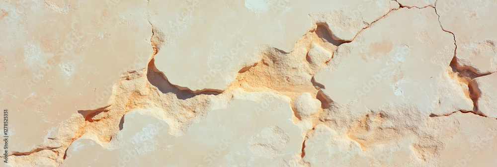 Obraz premium Tan beige rough wall texture with cracks for backgrounds or design projects