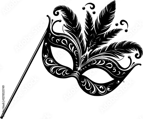 carnival mask on black, masquerade mask on black, Vector Illustration. mardi gras carnival mask
