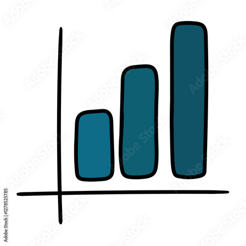 Hand drawn cartoon growing graph on a white background.