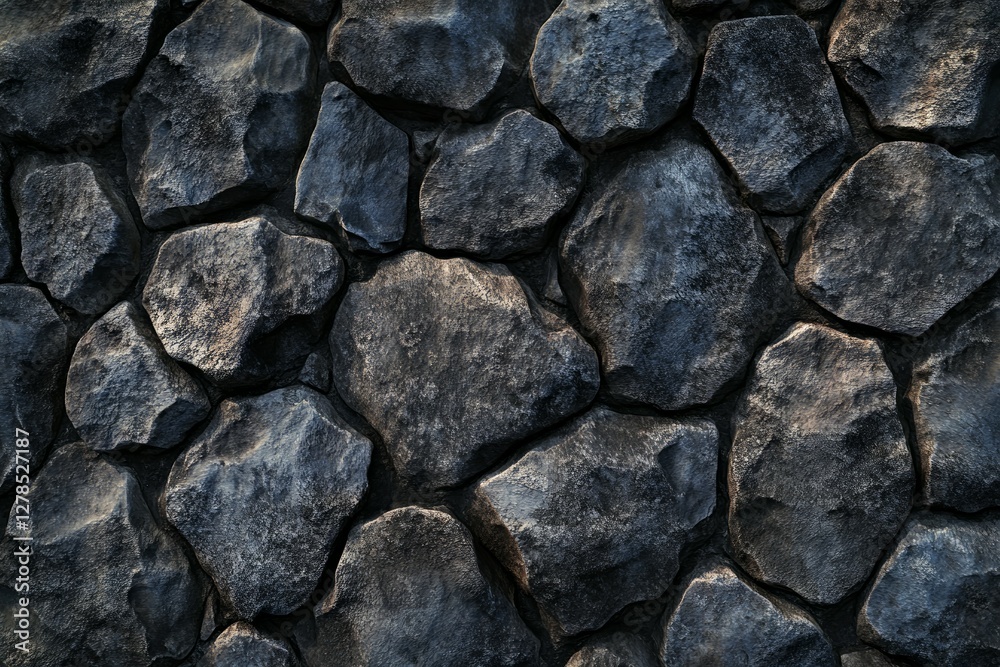 Dark stone wall texture with natural patterns. AI image Dark stone wall texture with natural patterns. AI image