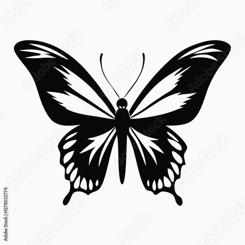 Sculpted Elegance in Black Butterfly Icon Black Butterfly Silhouette