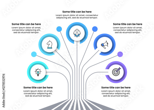 Infographic template. Technology tree with 5 circles