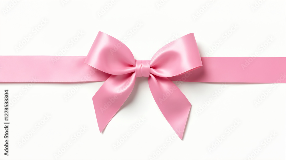 Pink satin ribbon bow on white background Pink satin ribbon bow on white background