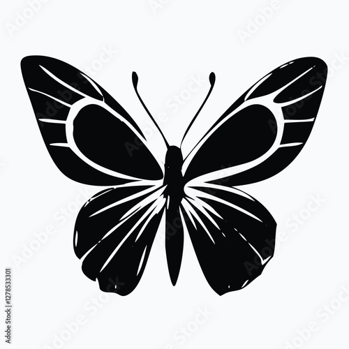 Sculpted Elegance in Black Butterfly Icon Black Butterfly Silhouette