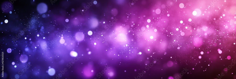 Fototapeta premium Abstract purple and pink bokeh background with glowing light particles