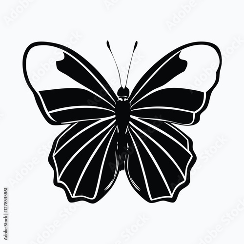 Sculpted Elegance in Black Butterfly Icon Black Butterfly Silhouette