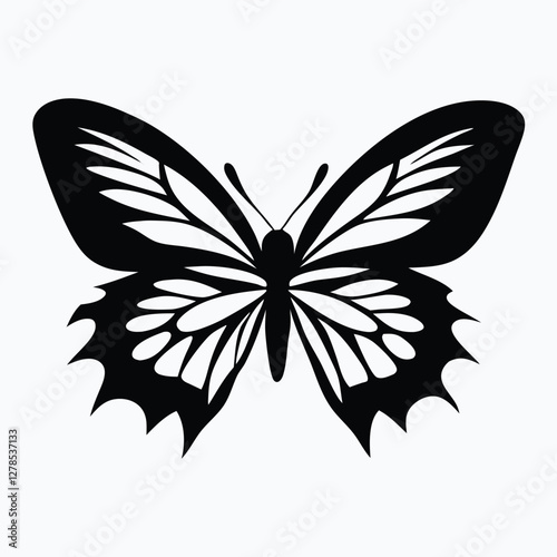 Sculpted Elegance in Black Butterfly Icon Black Butterfly Silhouette