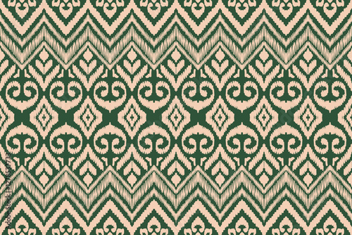 Ikat vector pattern, ethnic embroidery style, hand draw painting, fabric abstract.