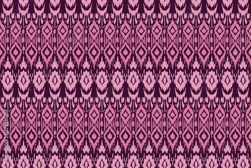 Ikat vector pattern, ethnic embroidery style, hand draw painting, fabric abstract.