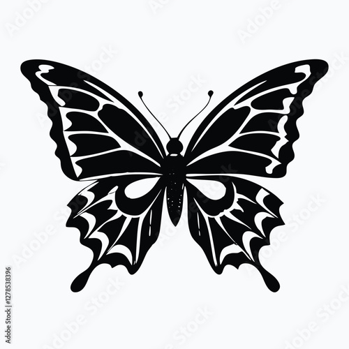 Sculpted Elegance in Black Butterfly Icon Black Butterfly Silhouette