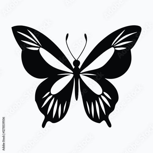 Sculpted Elegance in Black Butterfly Icon Black Butterfly Silhouette