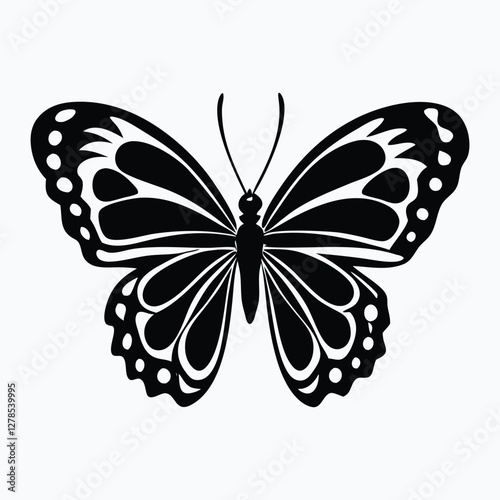 Sculpted Elegance in Black Butterfly Icon Black Butterfly Silhouette