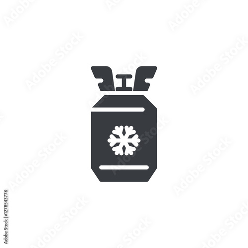 Gas cylinder with a cooling snowflake vector icon