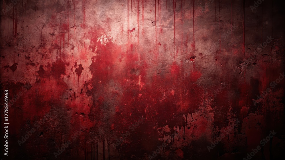 Obraz premium Dark red splattered wall with eerie atmosphere and mysterious scratches , horror, mysterious, horror, mysterious