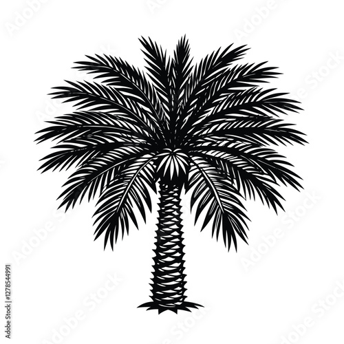 silhouette of a palm tree isolated. silhouette of a palm tree. palm tree silhouette. Ribbed bacaba palm isolated on white background.