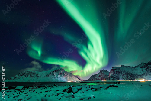 Wallpaper Mural Aurora, Northen light show night sky at Norway Torontodigital.ca