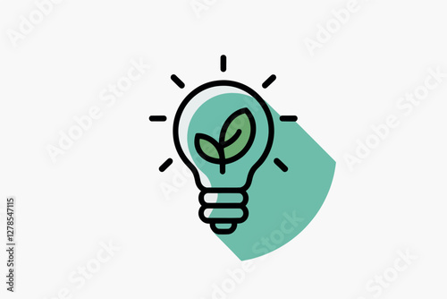 Light bulb with a leaf inside, concept of sustainability and ecological energy