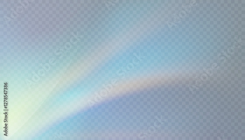 Light background distortion rainbow glow in refraction. Vector glow of crystal light refraction