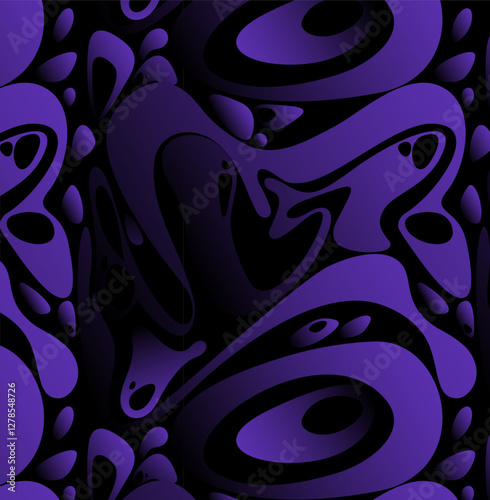 Abstract vector seamless pattern. Many big flowing shapes. Wavy lines, curved forms. Blue gradient splashes print. Background element for banner design, cover, poster, ad layout. Modern freeform art
