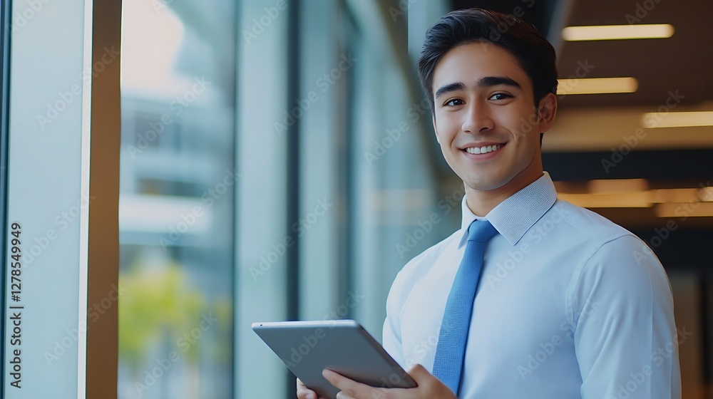 Fototapeta premium young businessman using tablet computer