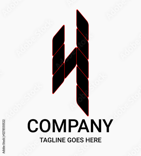 Elegant, sporty and uniquely designed monogram number Four vector logo. This design is suitable for t-shirts, gamers, sports, etc. Construction style number logo.