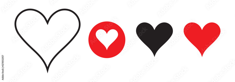 Unique style Hearts Shapes Icon. Black and red heart vector. Illustration eps 10 Unique style Hearts Shapes Icon. Black and red heart vector. Illustration eps 10