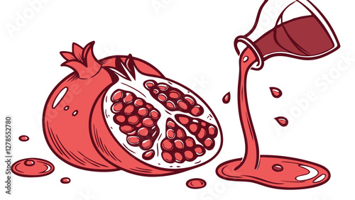 Rich and Fragrant Pomegranate Syrup Flowing Naturally. Perfect for: Mediterranean cuisine promotions, Healthy eating campaigns
