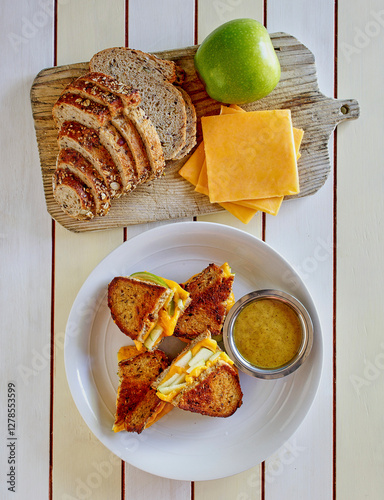apple cheddar melt with whole grain bread