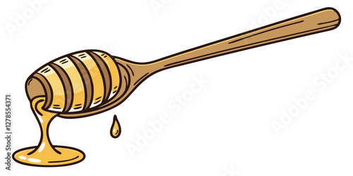 Smooth and Thick Honey Dripping from a Wooden Spoon with Natural Droplets. Perfect for: Health food ads, Natural sweetener promotions, Breakfast imagery