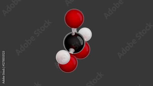 Carbonic Acid molecular structure: 3D model of molecule. Chemical formula: H2CO3. Seamless looping Video with an Alpha Channel. Gray background.