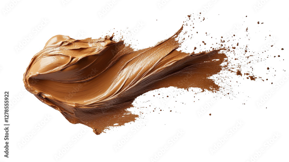 Fototapeta premium Creamy brown paint splash with dynamic motion and texture