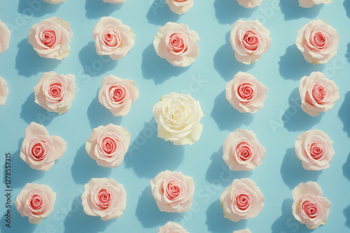Seamless pattern with white roses.