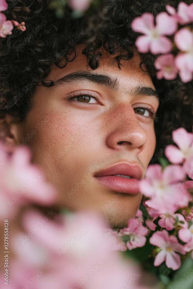 Obraz premium Person Among Flowers