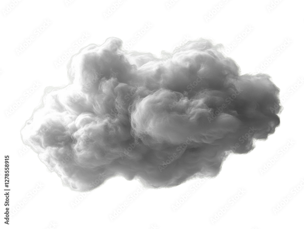 Fluffy gray cloud with soft texture, ideal for backgrounds or weather themes