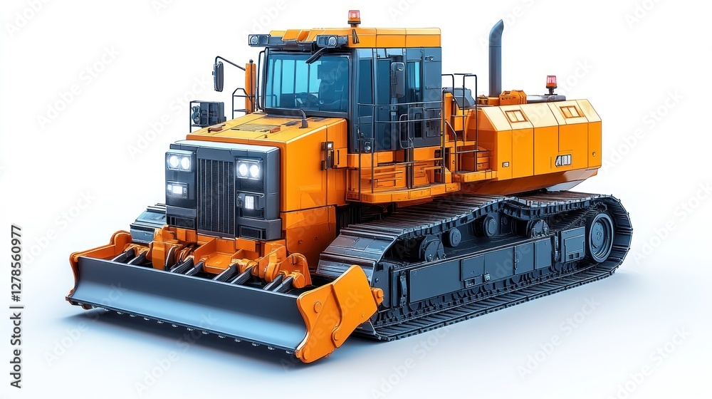 Obraz premium Orange Tractor on White Background