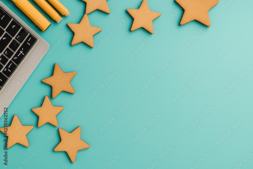 Floating interactive satisfaction stars and comments for marketing reviews online platform user feedback environment engaging concept Floating interactive satisfaction stars and comments for marketing reviews online platform user feedback environment engaging concept