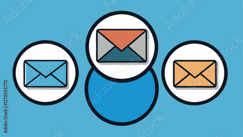 Hand-Drawn Email Icon Set with Notification and Read Status in Blue and Dark Theme