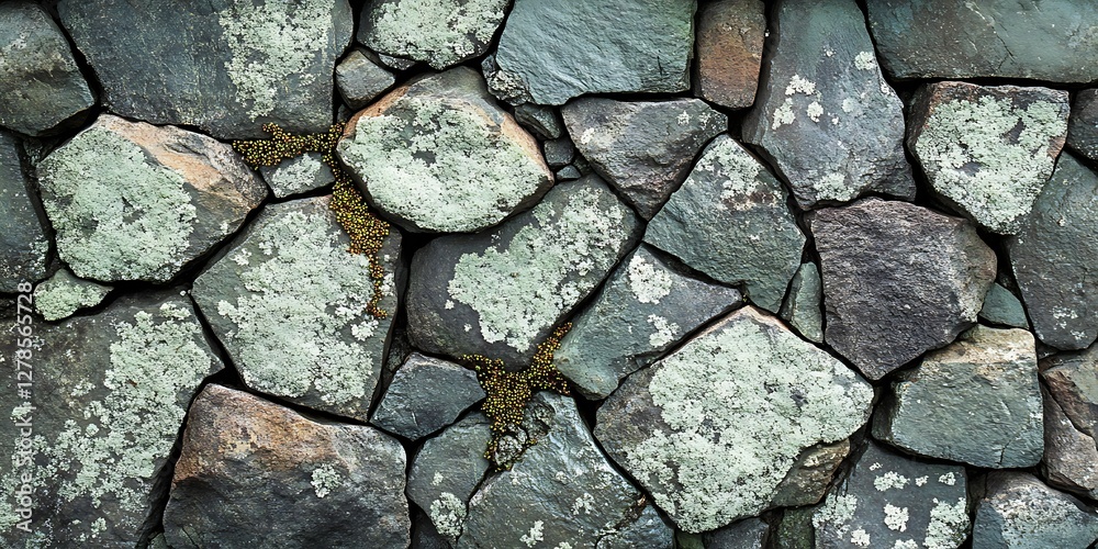 Obraz premium Stone wall texture, mossy stones