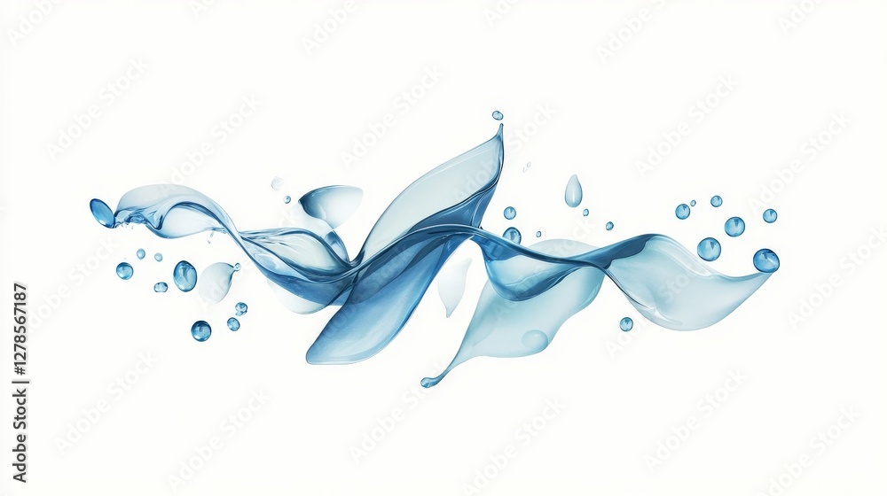 Abstract Blue Water Splashes and Droplets Flowing Abstract Blue Water Splashes and Droplets Flowing