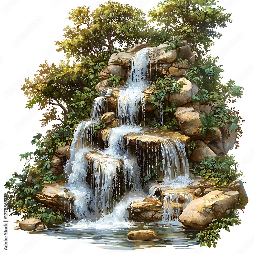 Naklejka premium Serene Waterfall Landscape.