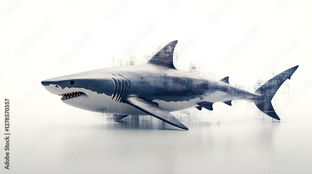 Fototapeta premium A Great White Shark in Abstract Artistic Style