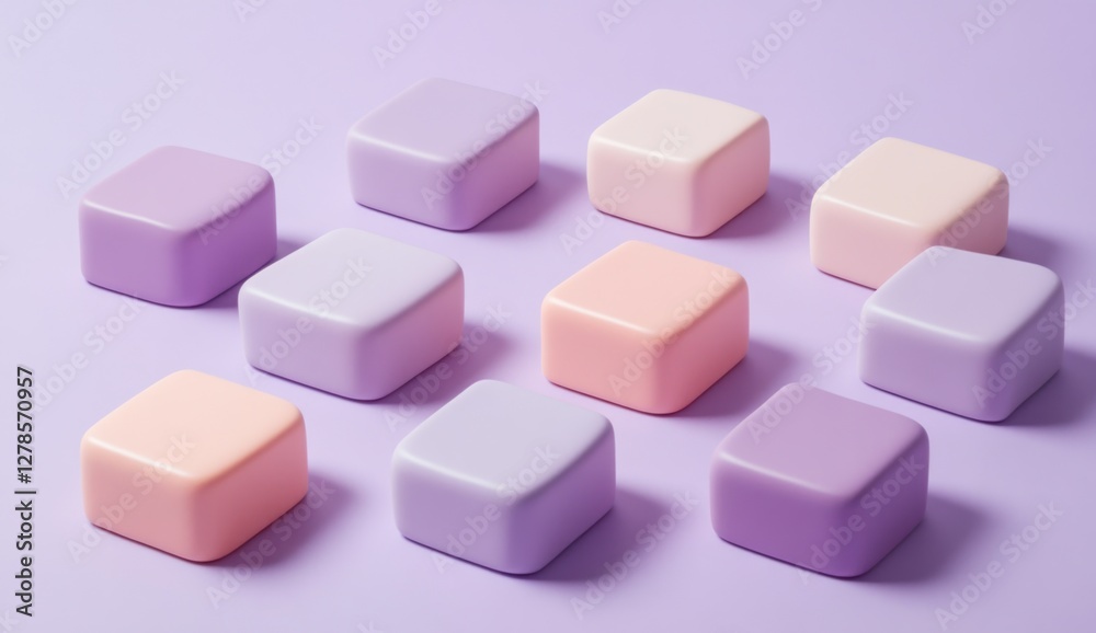Pastel cubes arranged on purple background. (1) Pastel cubes arranged on purple background. (1)