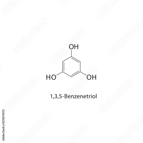 1,3,5-Benzenetriol skeletal structure.Phenol compound schematic illustration. Simple diagram, chemical formula.