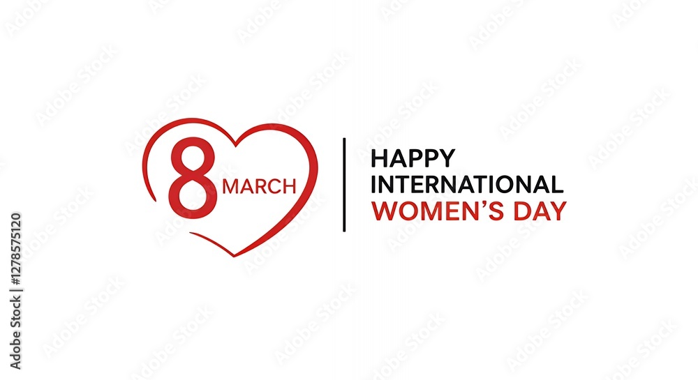 Celebrating International Women's Day on March 8th with Heart Symbol Celebrating International Women's Day on March 8th with Heart Symbol
