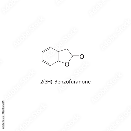 2(3H)-Benzofuranone skeletal structure.Lactone compound schematic illustration. Simple diagram, chemical formula. photo