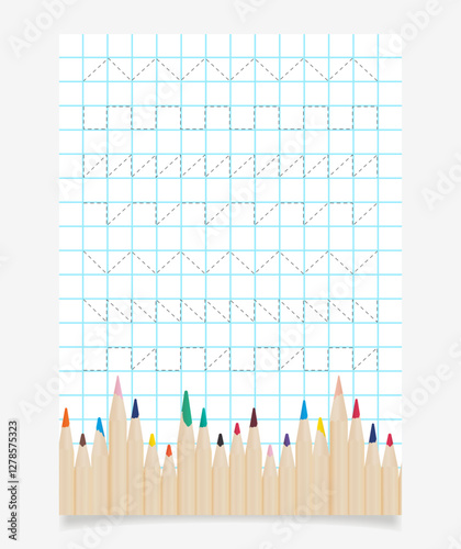 Tracing line for preschool or kindergarten. Practice writing skill.